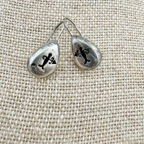 Vintage Sagittarius 925 Sterling Silver Drop Earrings Horoscope Personality - Picture 4 of 9